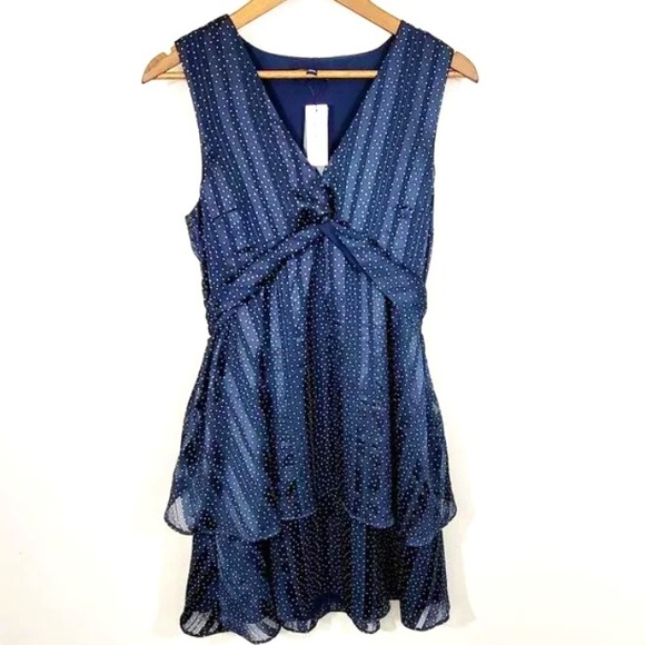 Banana Republic - Navy Polka Dot Dress - Womens Size 8 (runs small)- NWT - Picture 1 of 5